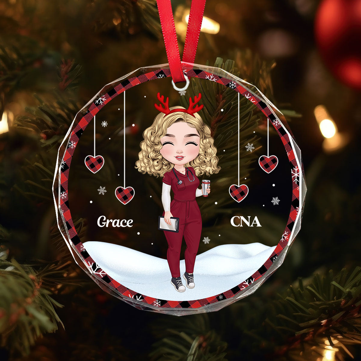 Personalized Nurse Circle Glass Ornament