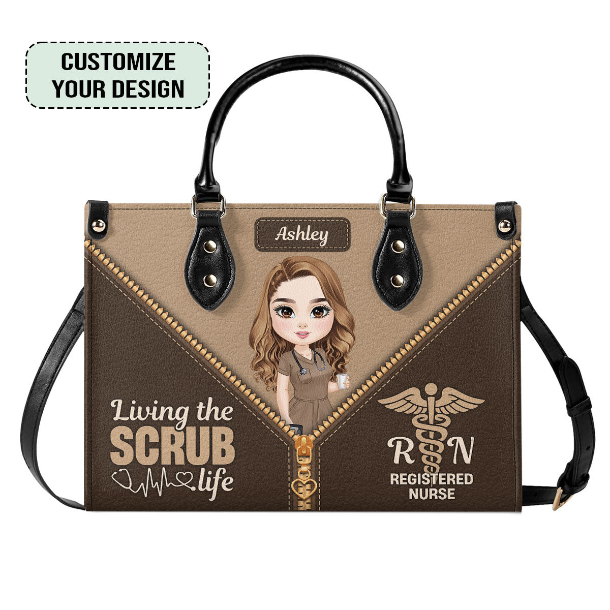Personalized Custom Nurse Leather Handbag