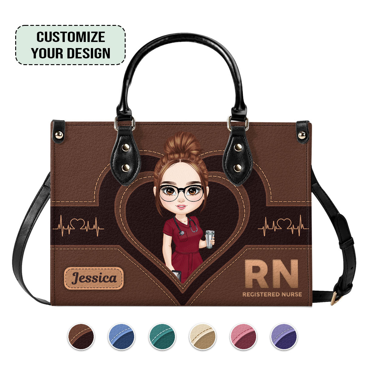 The Scrub Life - Personalized Custom Leather Handbag