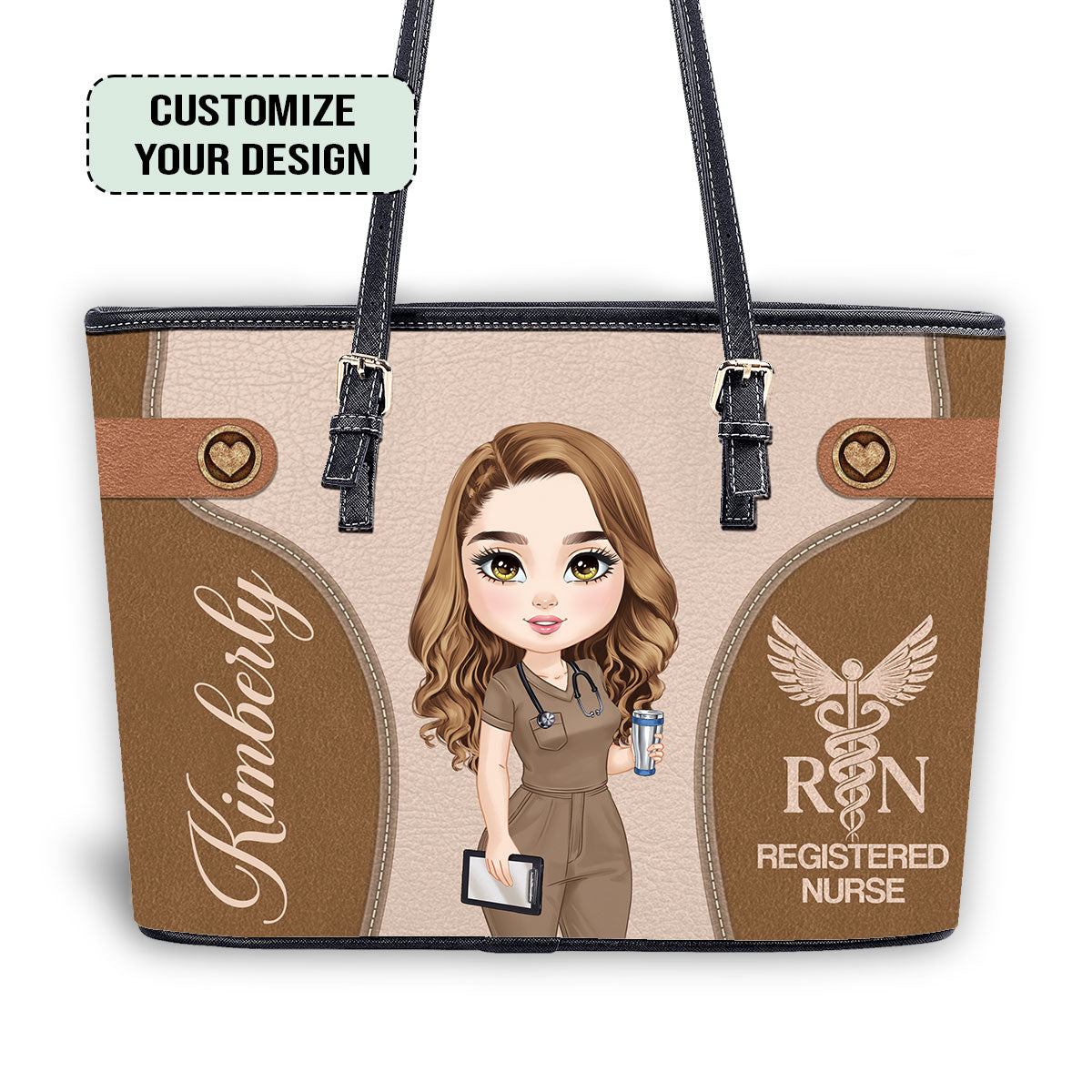 Nurse On Fire - Personalized Custom Nurse Leather Tote Bag