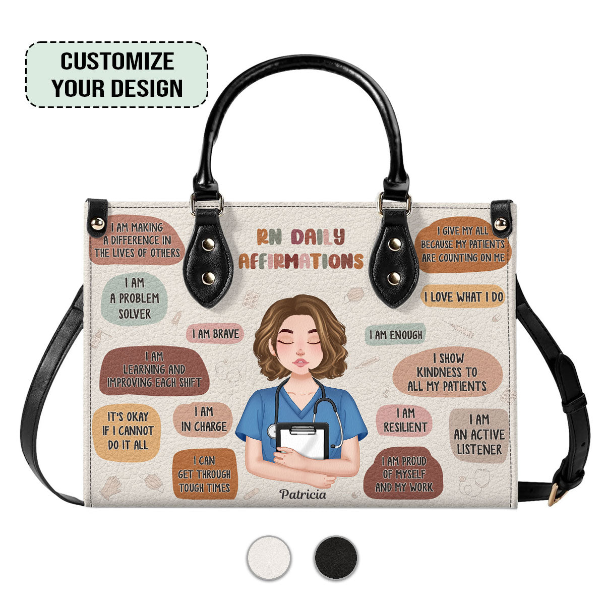 Nurse Daily Affirmations - Personalized Custom Leather Handbag