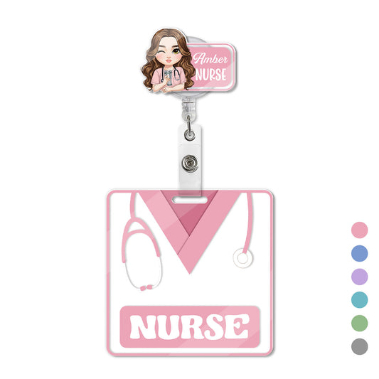 Basic Scrub - Personalized Nurse Badge Reel & Buddy Set