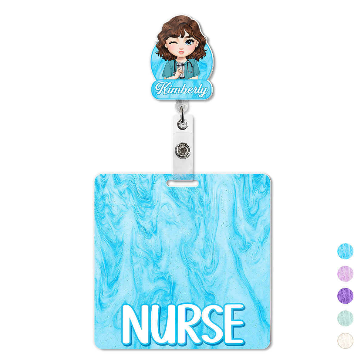 Marble Style Nurse - Personalized Nurse Badge Reel & Buddy Set
