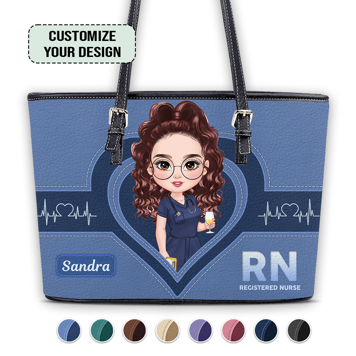 The Scrub Life - Personalized Custom Nurse Leather Tote Bag