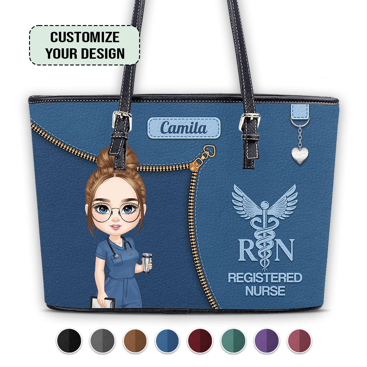 Glamorous Nurse Life - Personalized Custom Nurse Leather Tote Bag