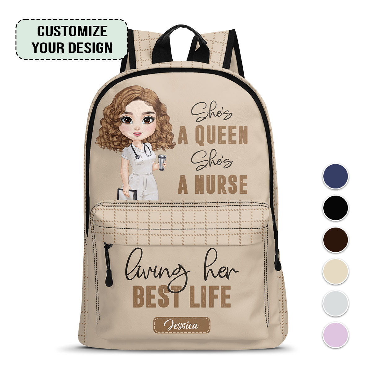 Nurse Queen Power - Personalized Backpack - nurse graduation