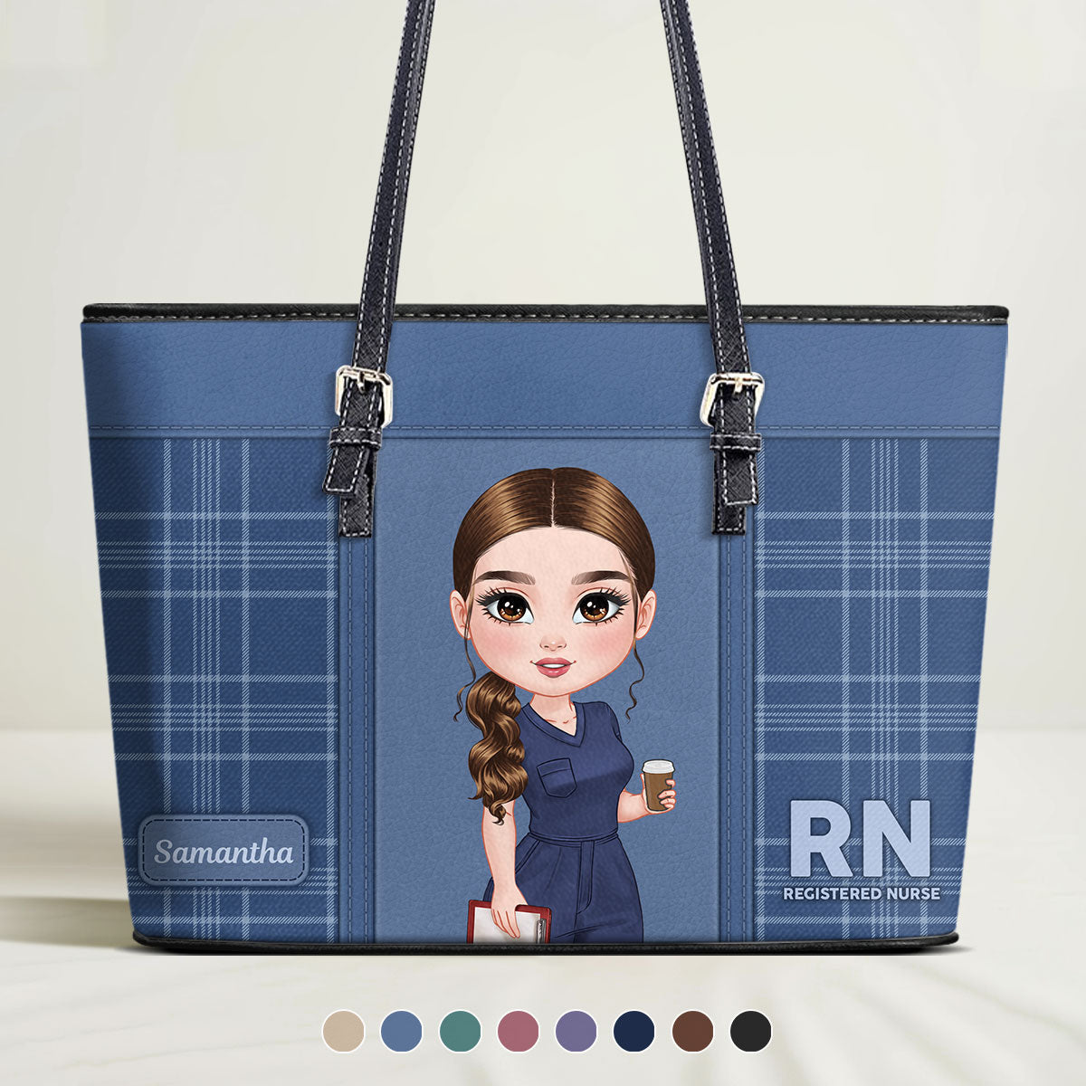 Chic Nurse Vibes - Personalized Custom Nurse Leather Tote Bag