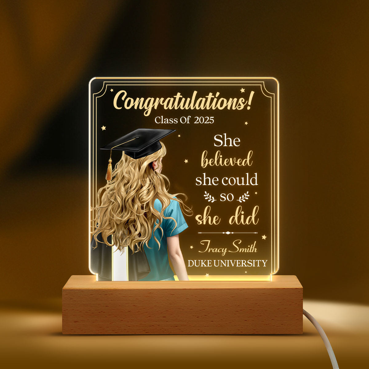 She Believed She Could - Personalized LED Light - nurse graduation gift