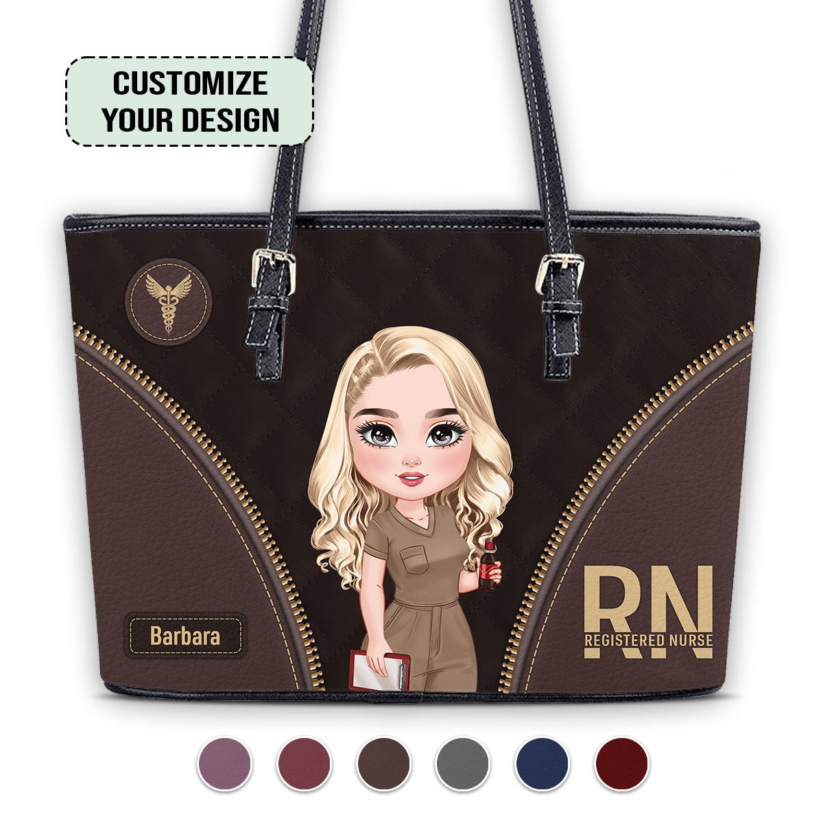 Humble Nurse - Personalized Custom Nurse Leather Tote Bag