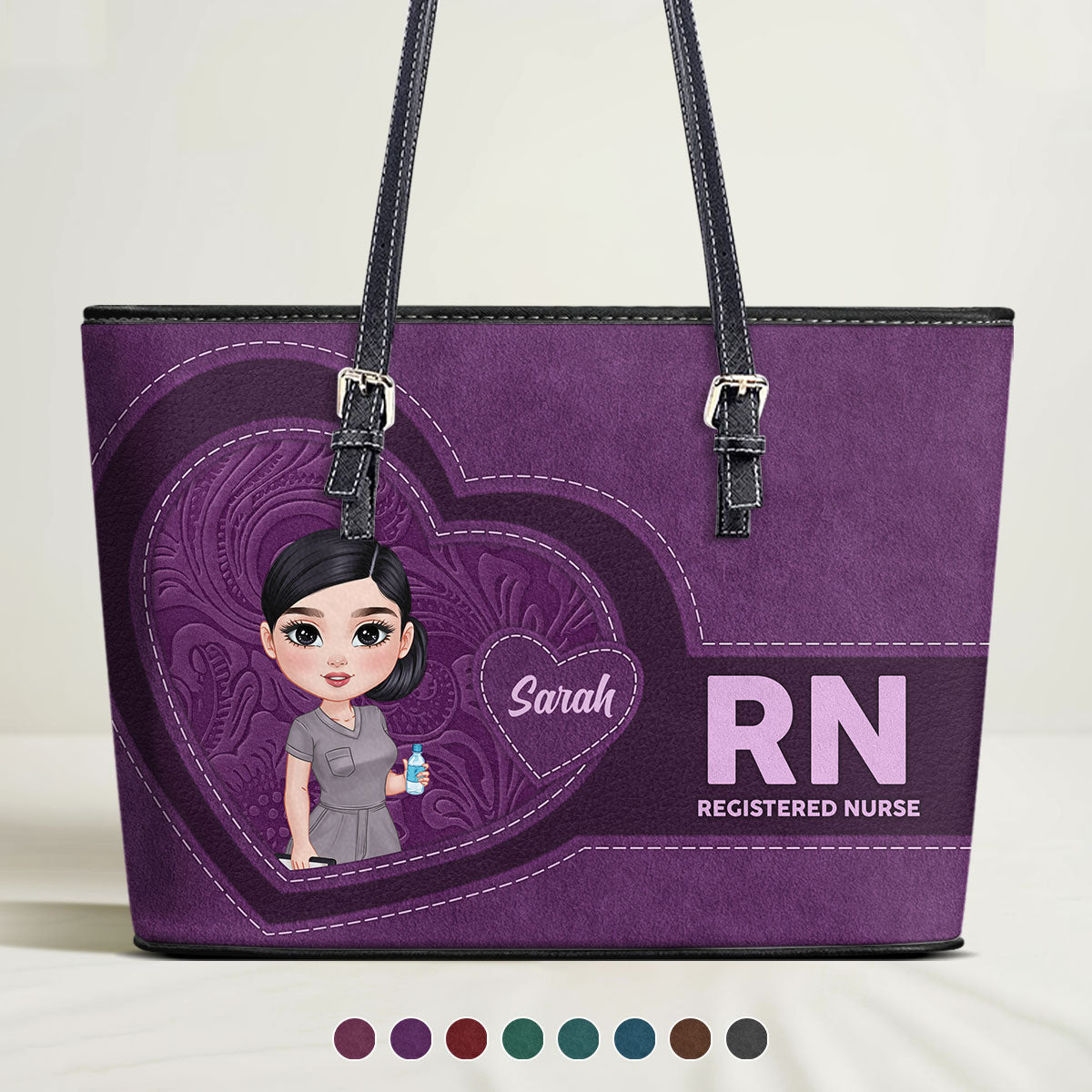 Sweet Nurse - Personalized Custom Nurse Leather Tote Bag