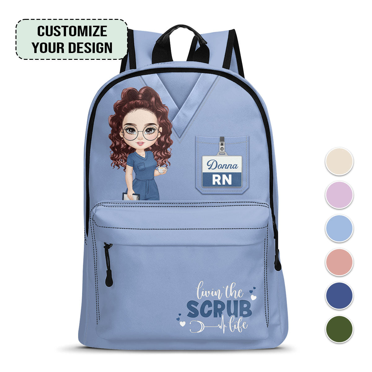 Living The Scrub Life - Personalized Backpack - nurse bag for work