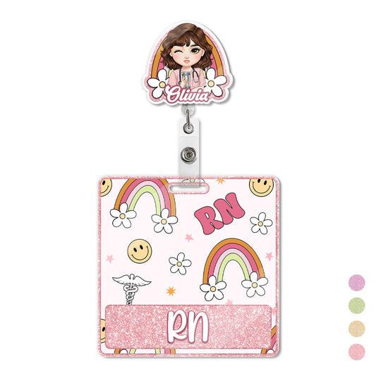 Rainbow Nurse - Personalized Nurse Badge Reel & Buddy Set