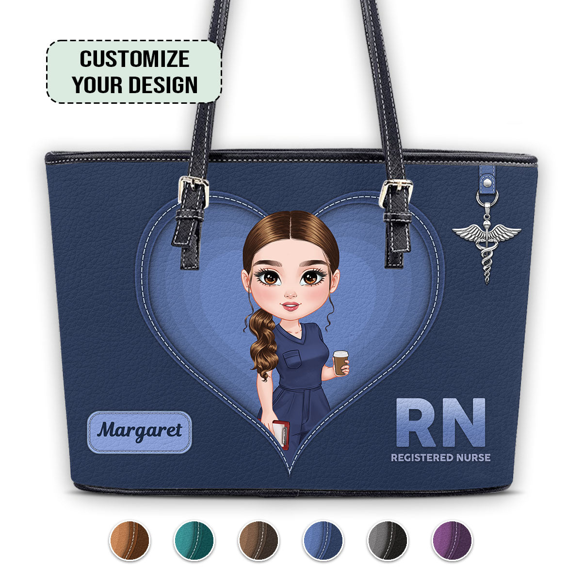 All Time Nurse - Personalized Custom Nurse Leather Tote Bag