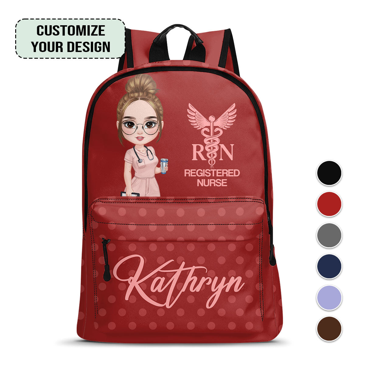 Polka Dot Nurse - Personalized Backpack