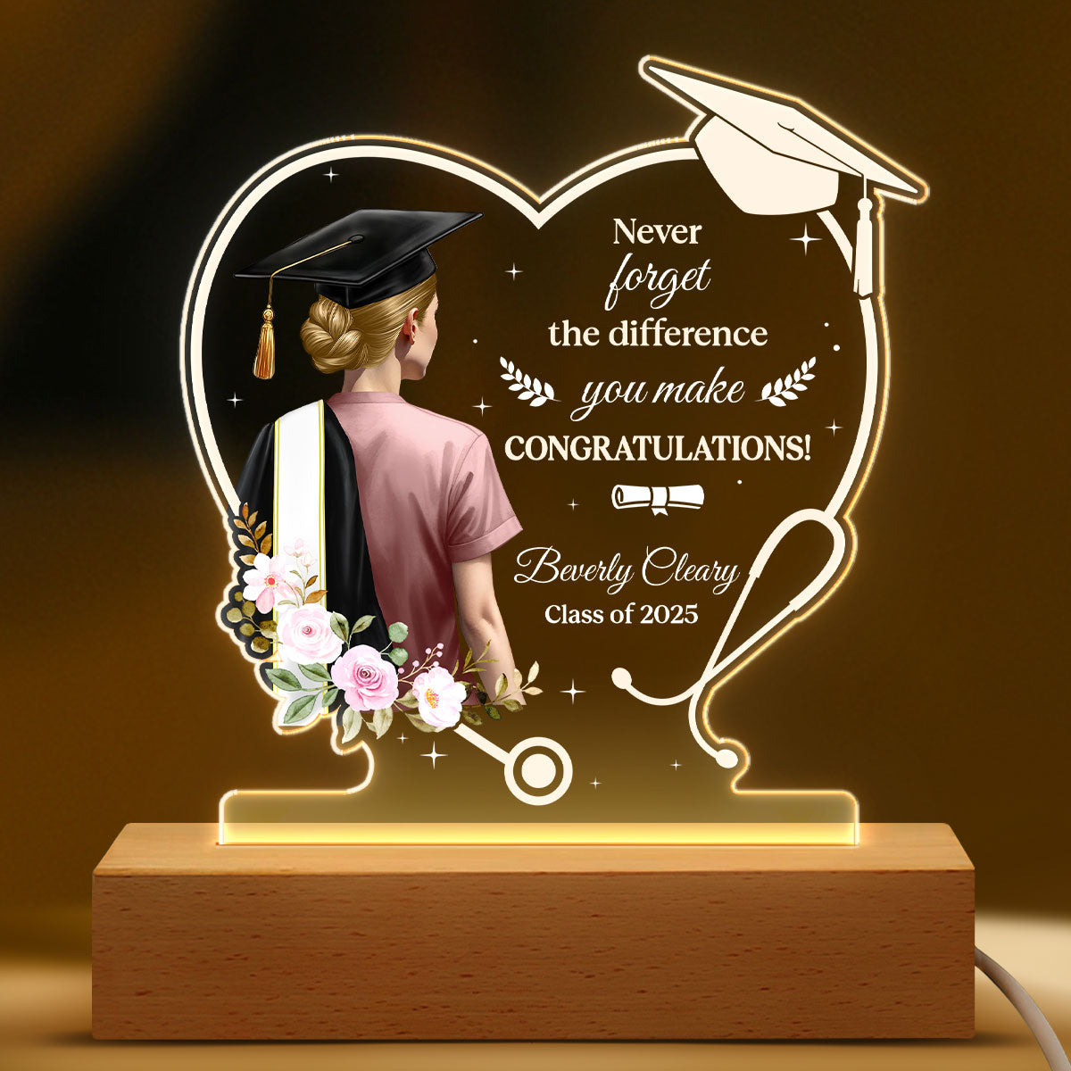 The Difference You Make - Personalized LED Light - nurse gradaution