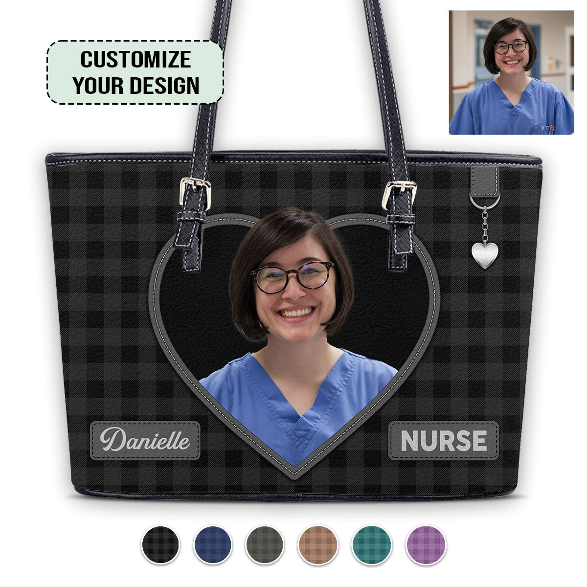Daily Nurse Style Photo - Personalized Custom Nurse Leather Tote Bag