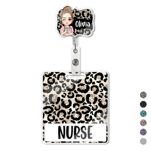Leopard Vibe Nurse - Personalized Nurse Badge Reel & Buddy Set