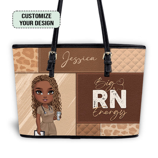 Personalized Custom Nurse Leather Tote Bag
