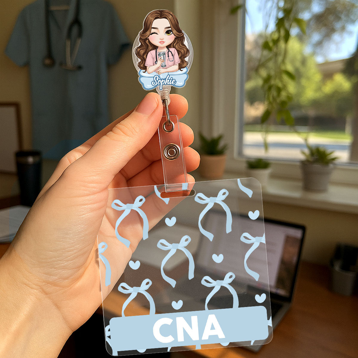 Bow Nurse - Personalized Nurse Badge Reel & Buddy Set