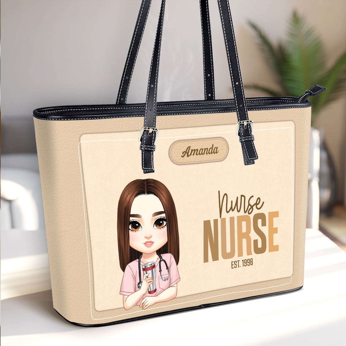 Nurse Muse - Personalized Custom Nurse Leather Tote Bag