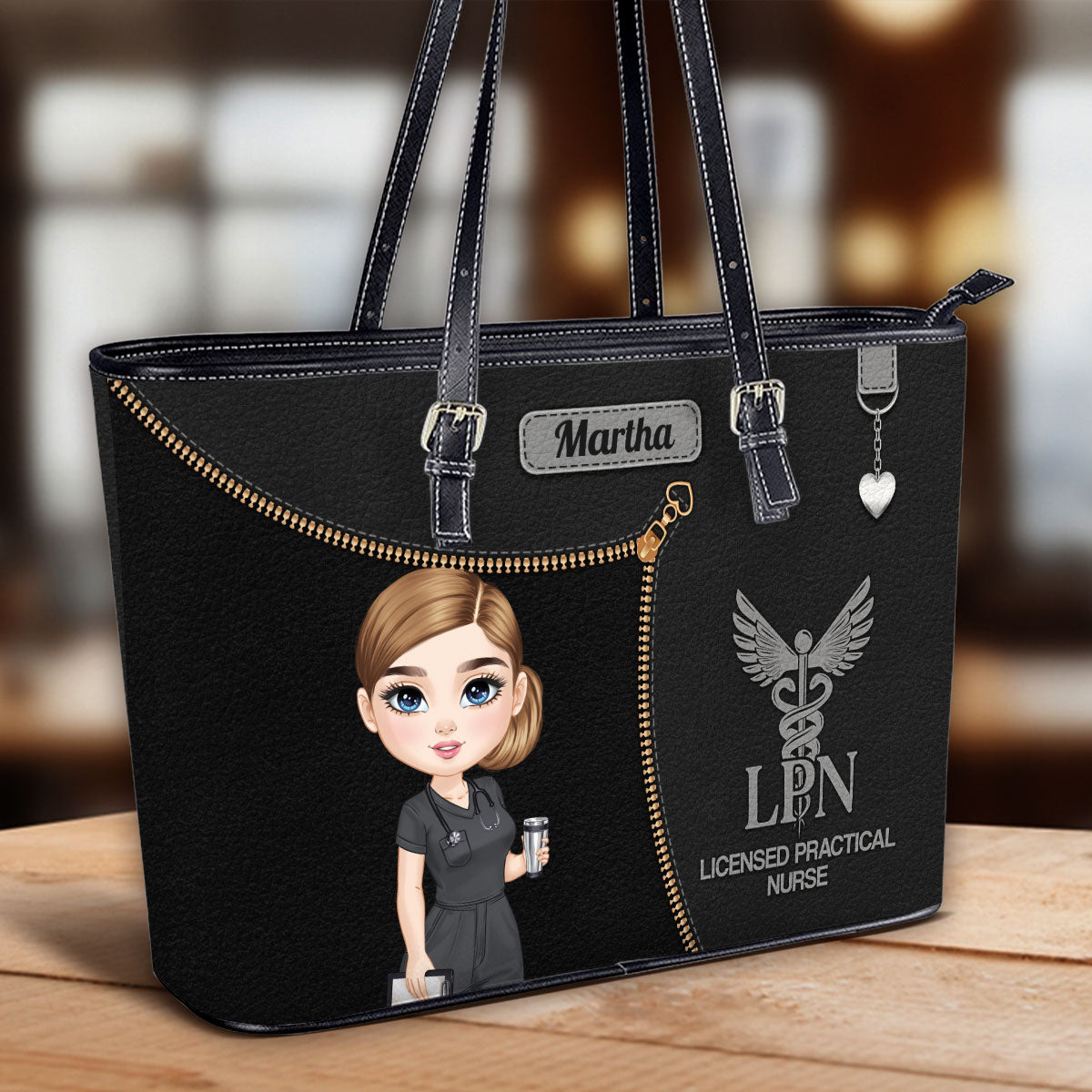 Glamorous Nurse Life - Personalized Custom Nurse Leather Tote Bag