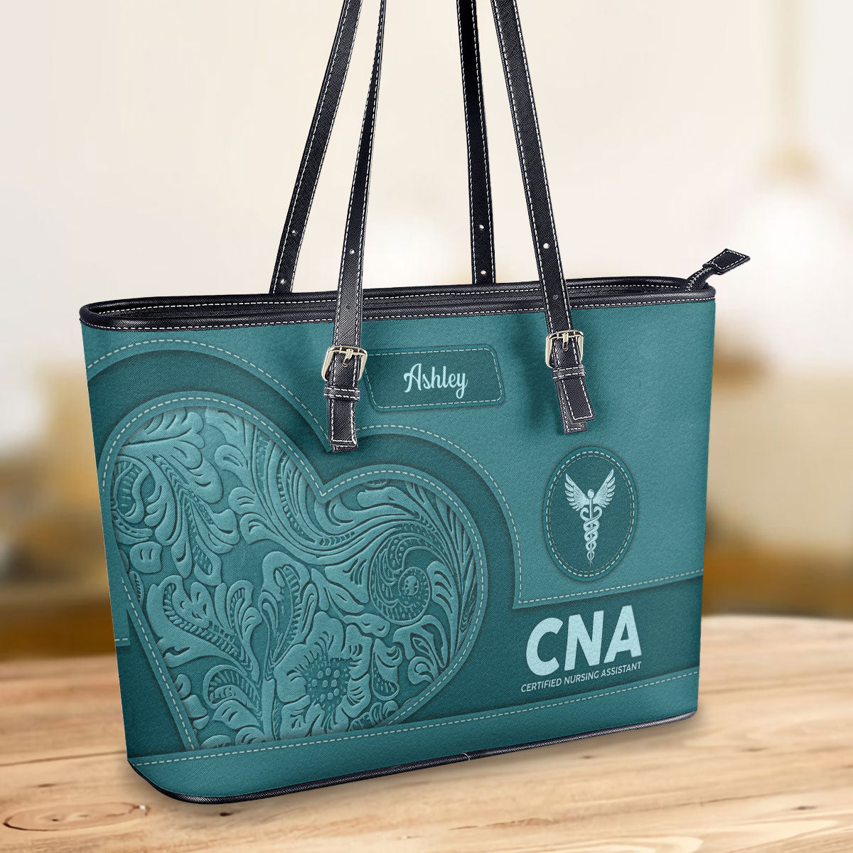 Seamless Pattern Nurse - Personalized Custom Nurse Leather Tote Bag