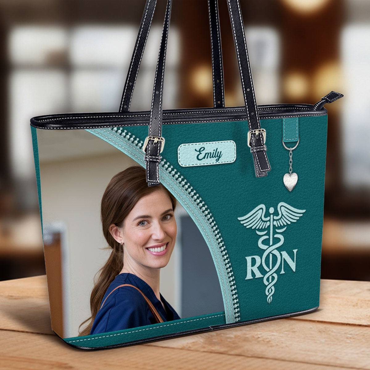 Simple Nurse Life Photo - Personalized Custom Nurse Leather Tote Bag