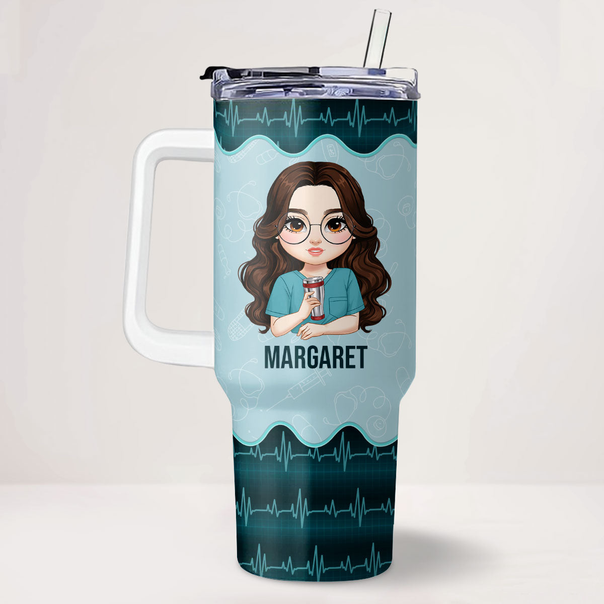 Nurse Nutrition Facts - Personalized Nurse 40oz Tumbler With Handle