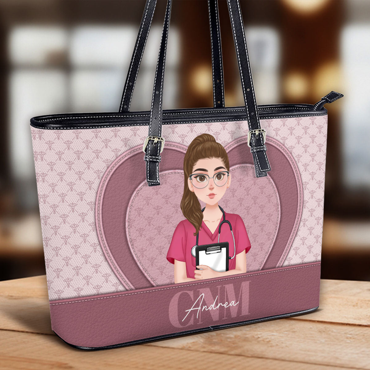 Heart And Mind - Personalized Custom Nurse Leather Tote Bag
