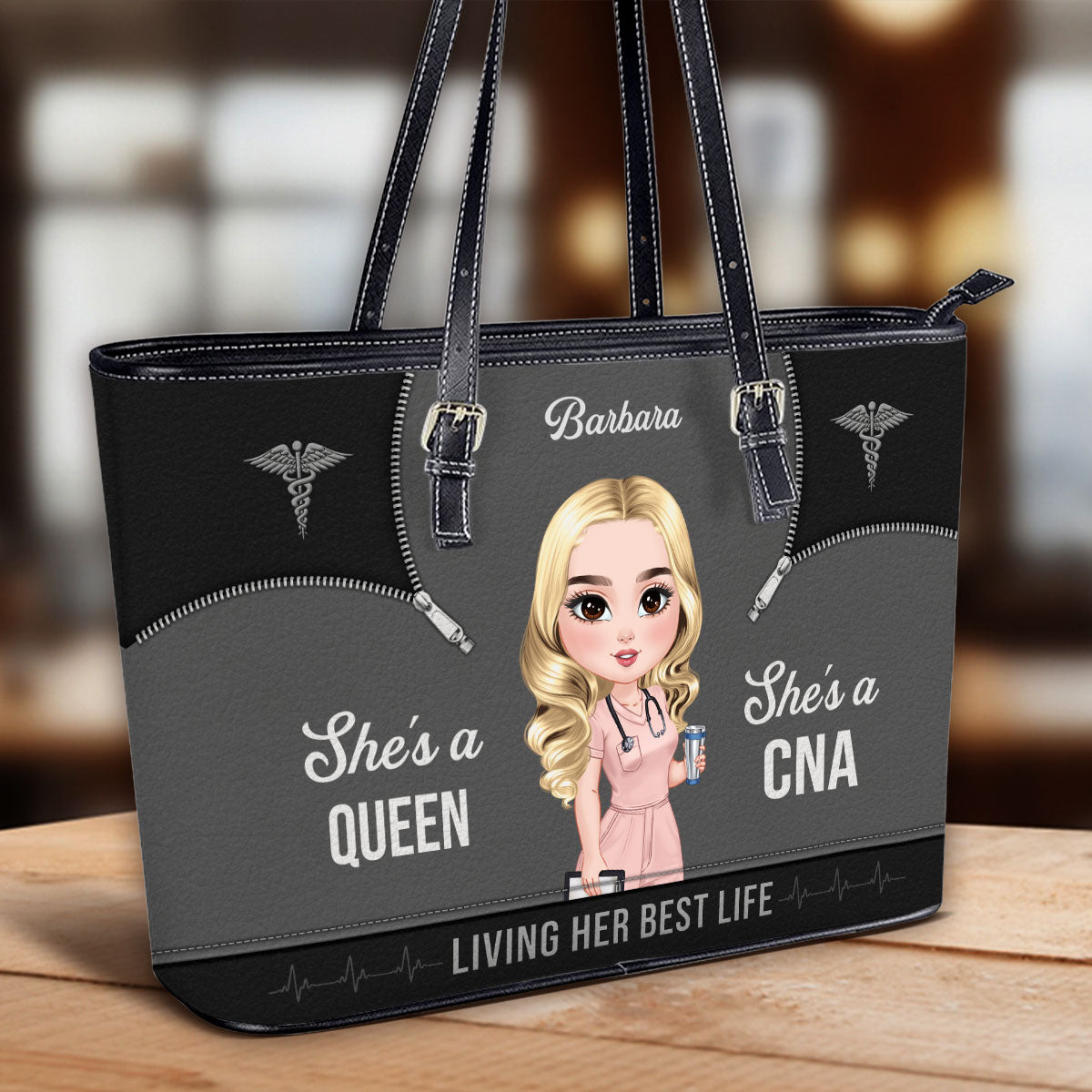 Nursing Queen Life - Personalized Custom Nurse Leather Tote Bag