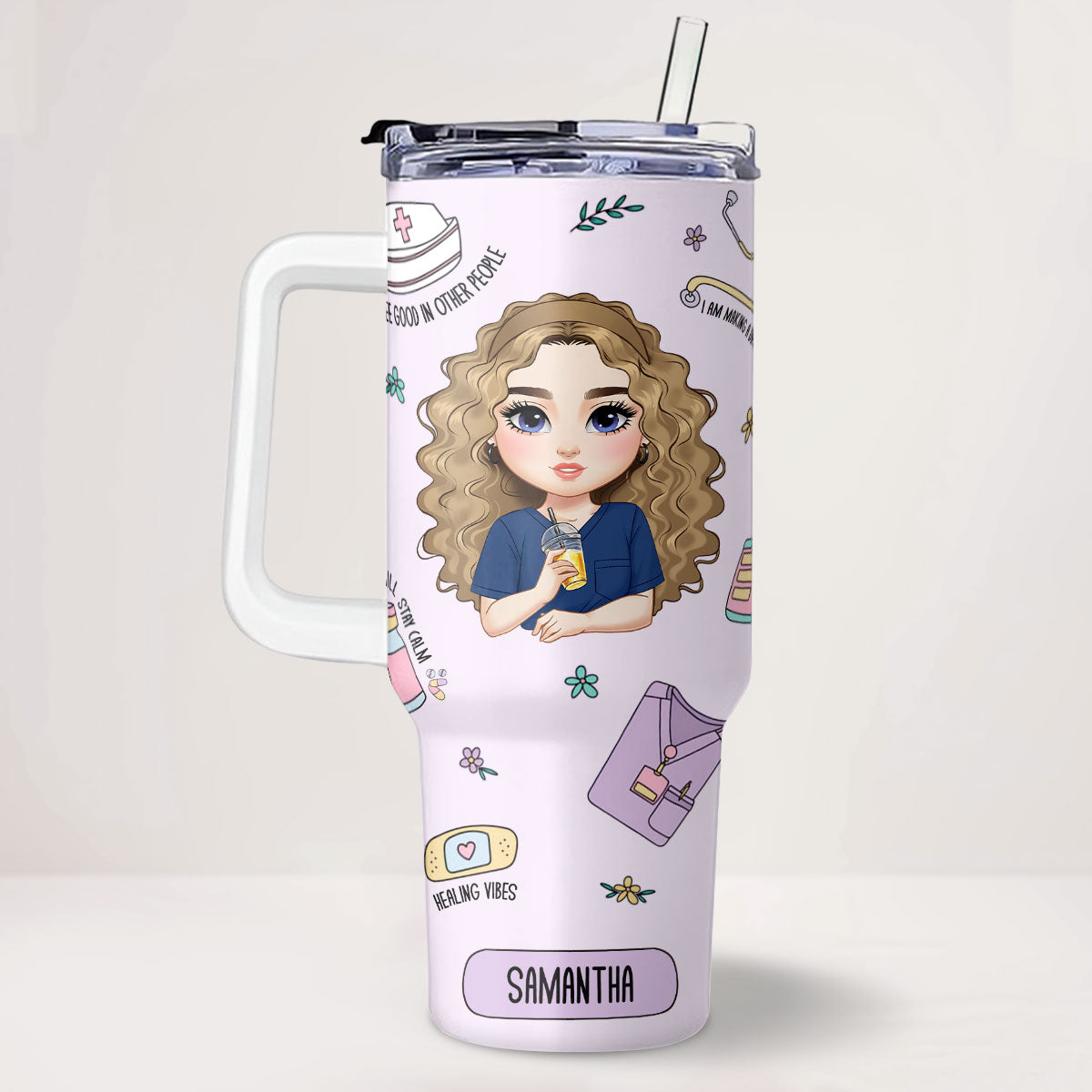 Nurse Life - Personalized Nurse 40oz Tumbler With Handle