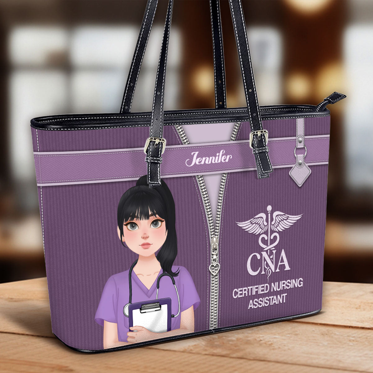 Corduroy Nurse - Personalized Custom Nurse Leather Tote Bag
