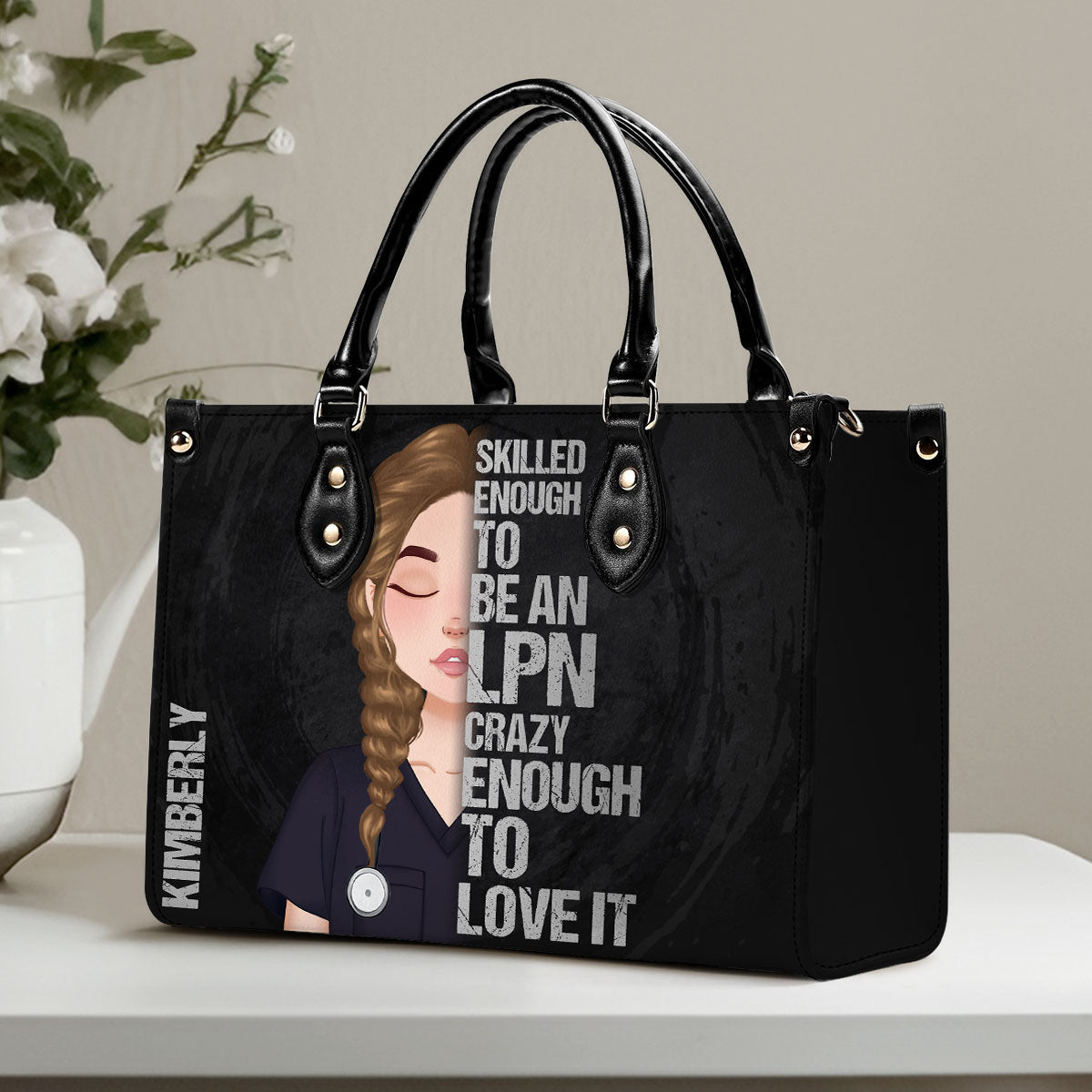 Skilled Nurse Comic - Personalized Custom Leather Handbag