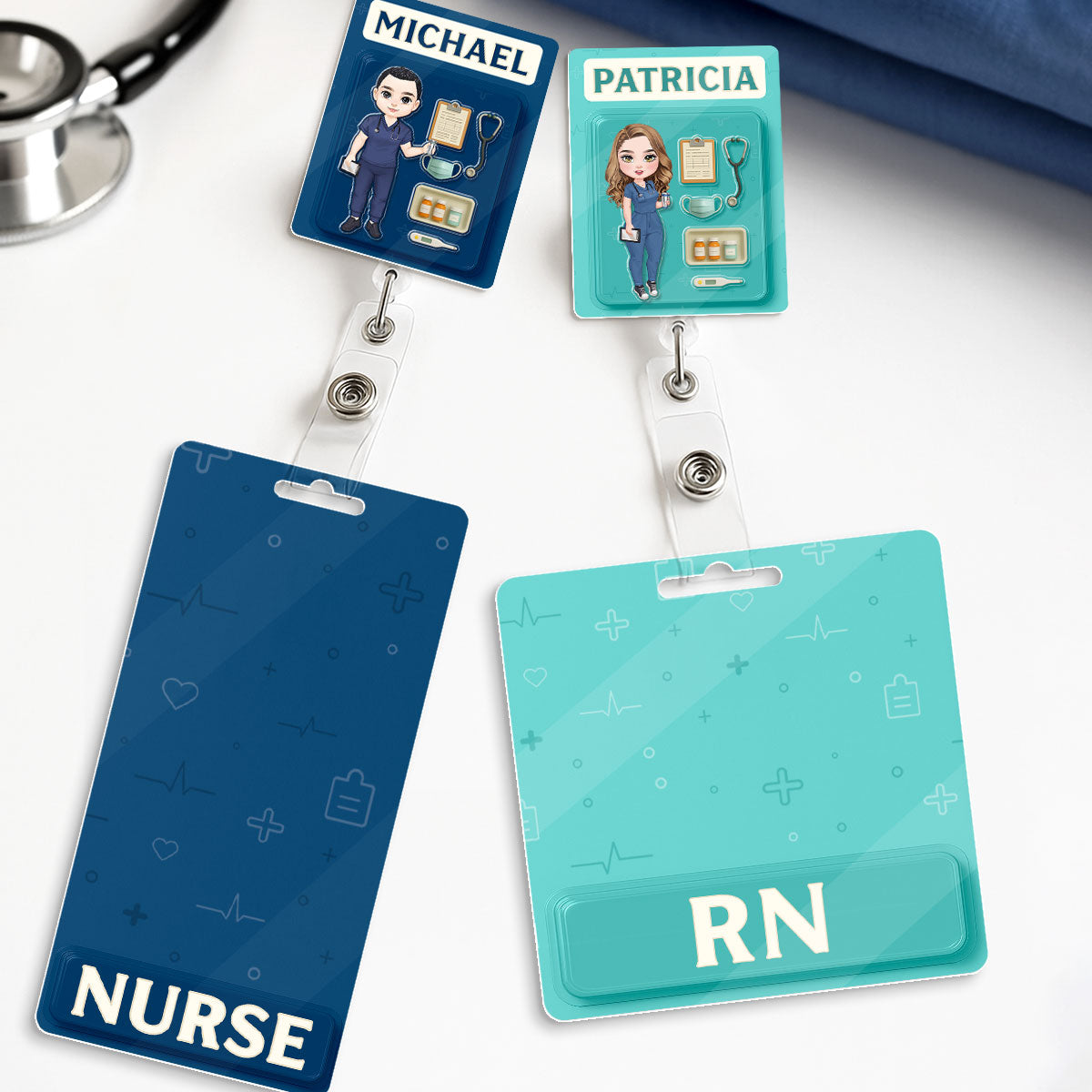 Nurse Doll - Personalized Nurse Badge Reel & Buddy Set