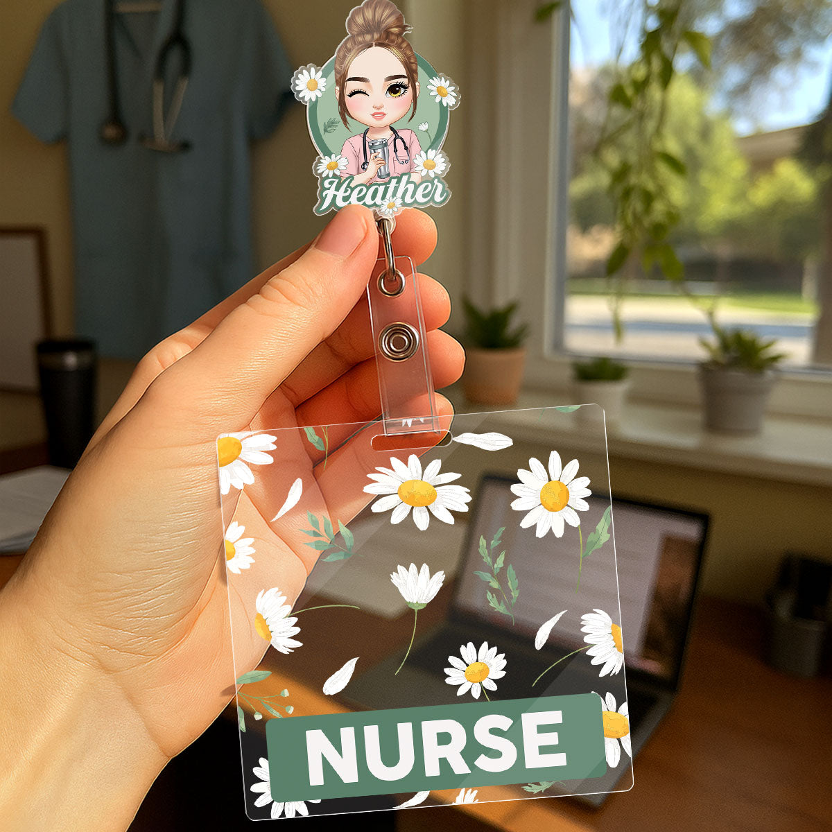 Daisy Love - Personalized Nurse Badge Reel & Buddy Set