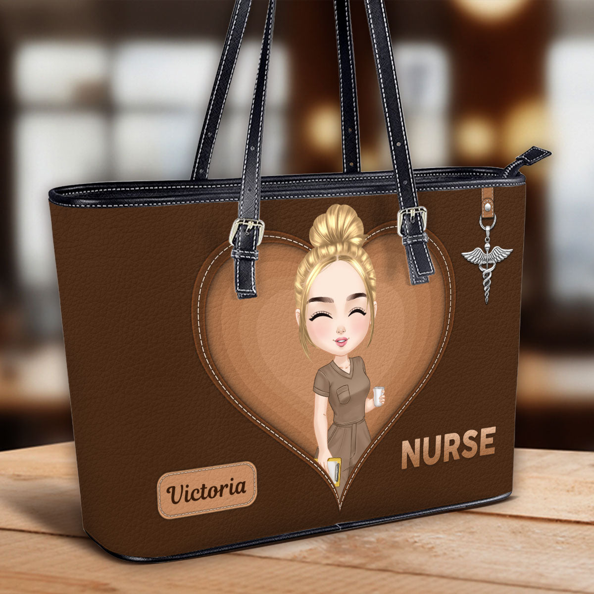 All Time Nurse - Personalized Custom Nurse Leather Tote Bag