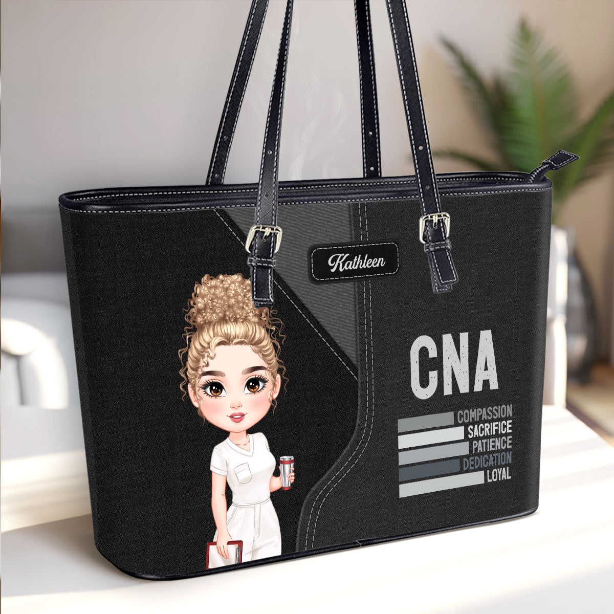 Nurse Dedication - Personalized Custom Nurse Leather Tote Bag