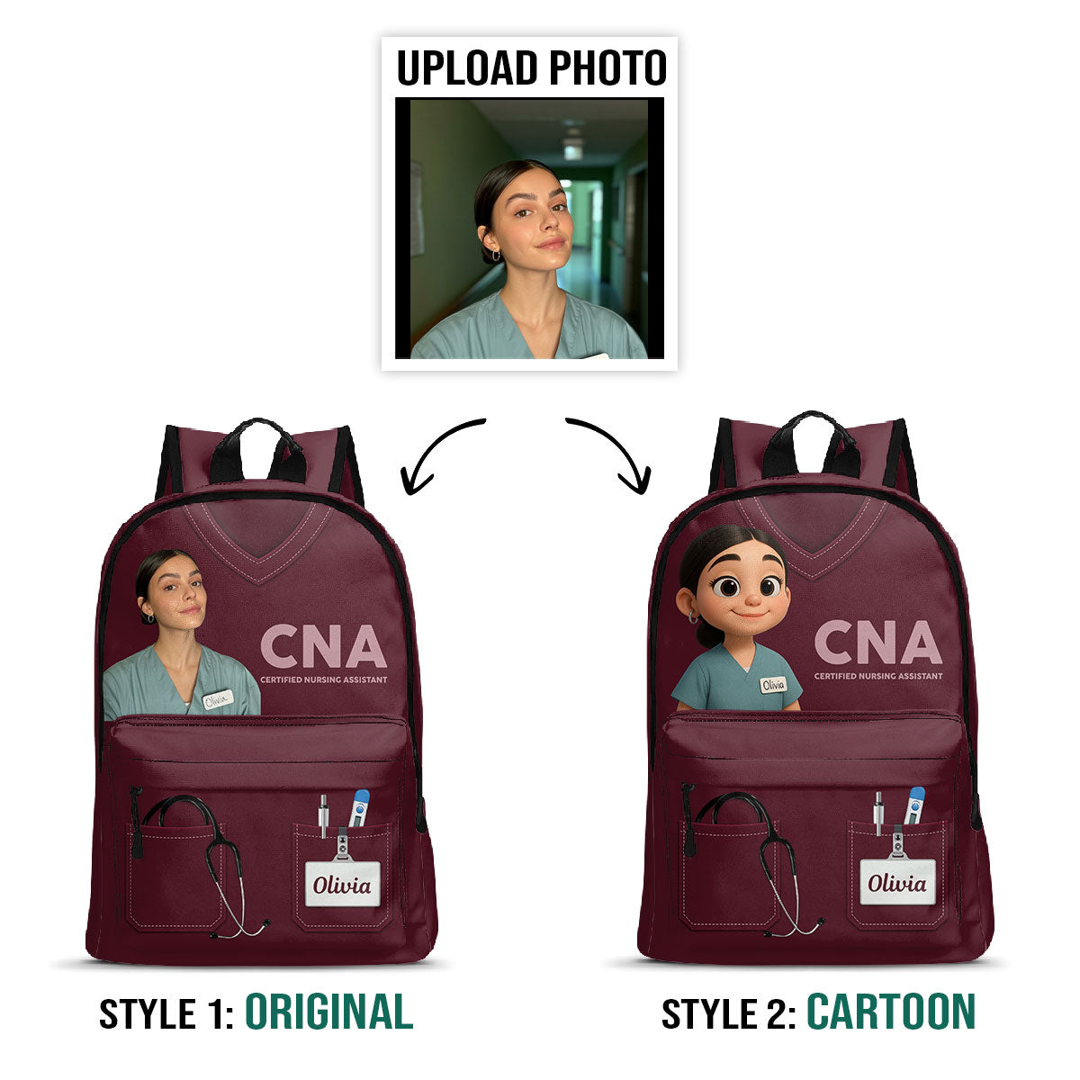Nurse Scrubs Life Cartoon - Personalized Backpack