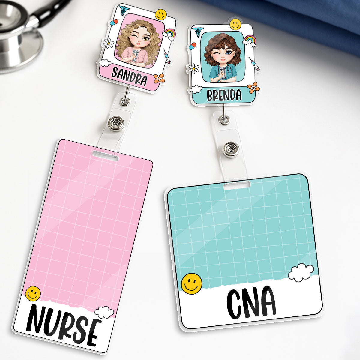Cute Nurse - Personalized Nurse Badge Reel & Buddy Set