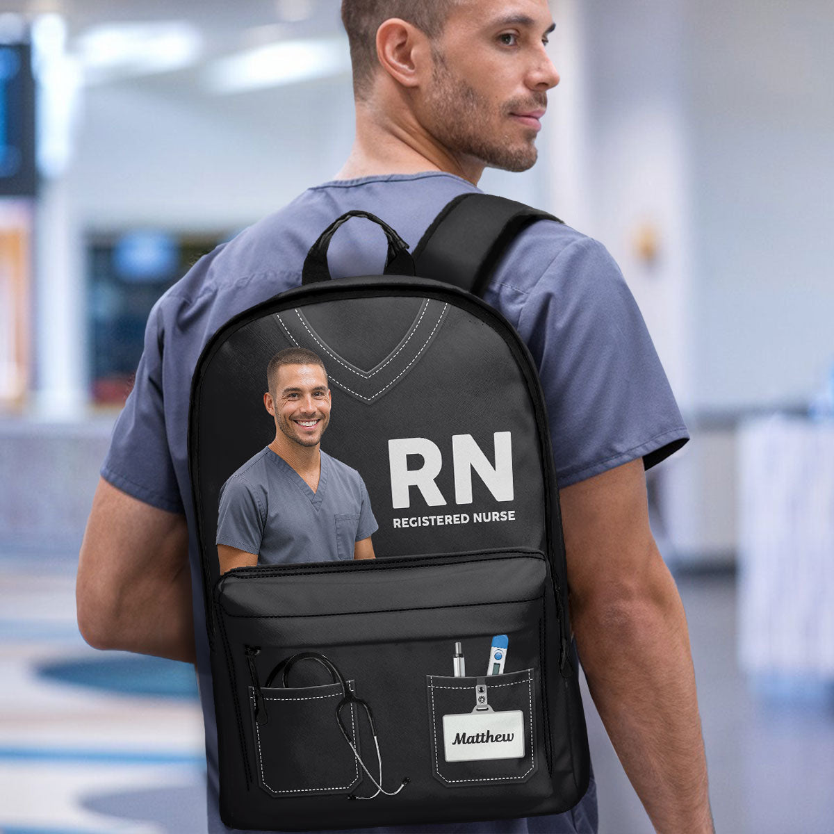 Nurse Scrubs Life Photo - Personalized Backpack