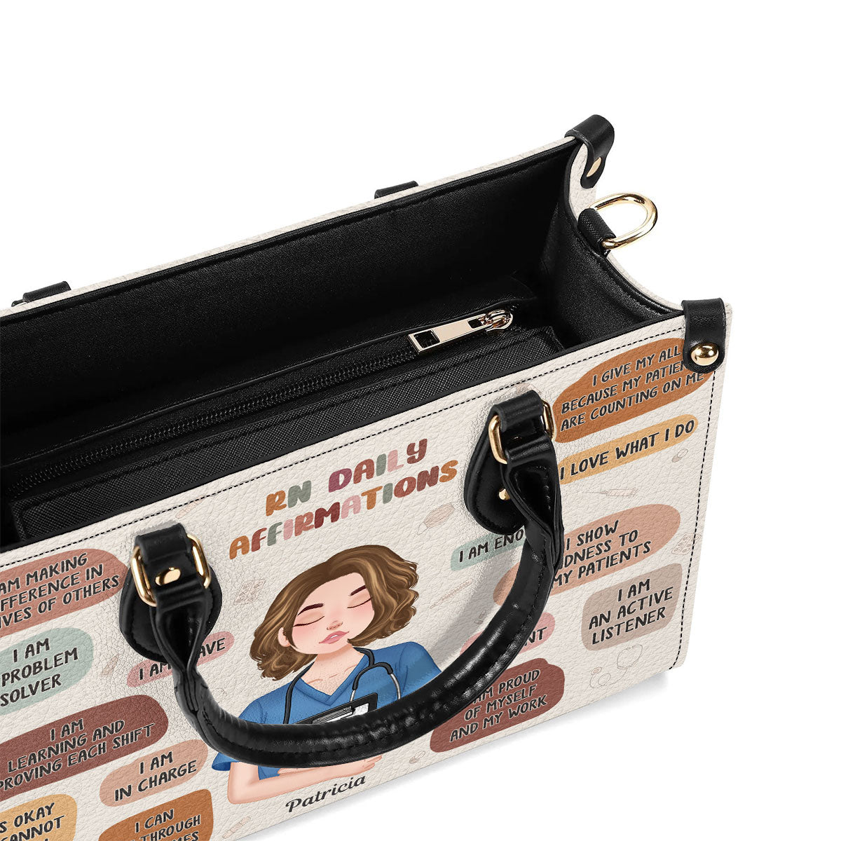 Nurse Daily Affirmations - Personalized Custom Leather Handbag