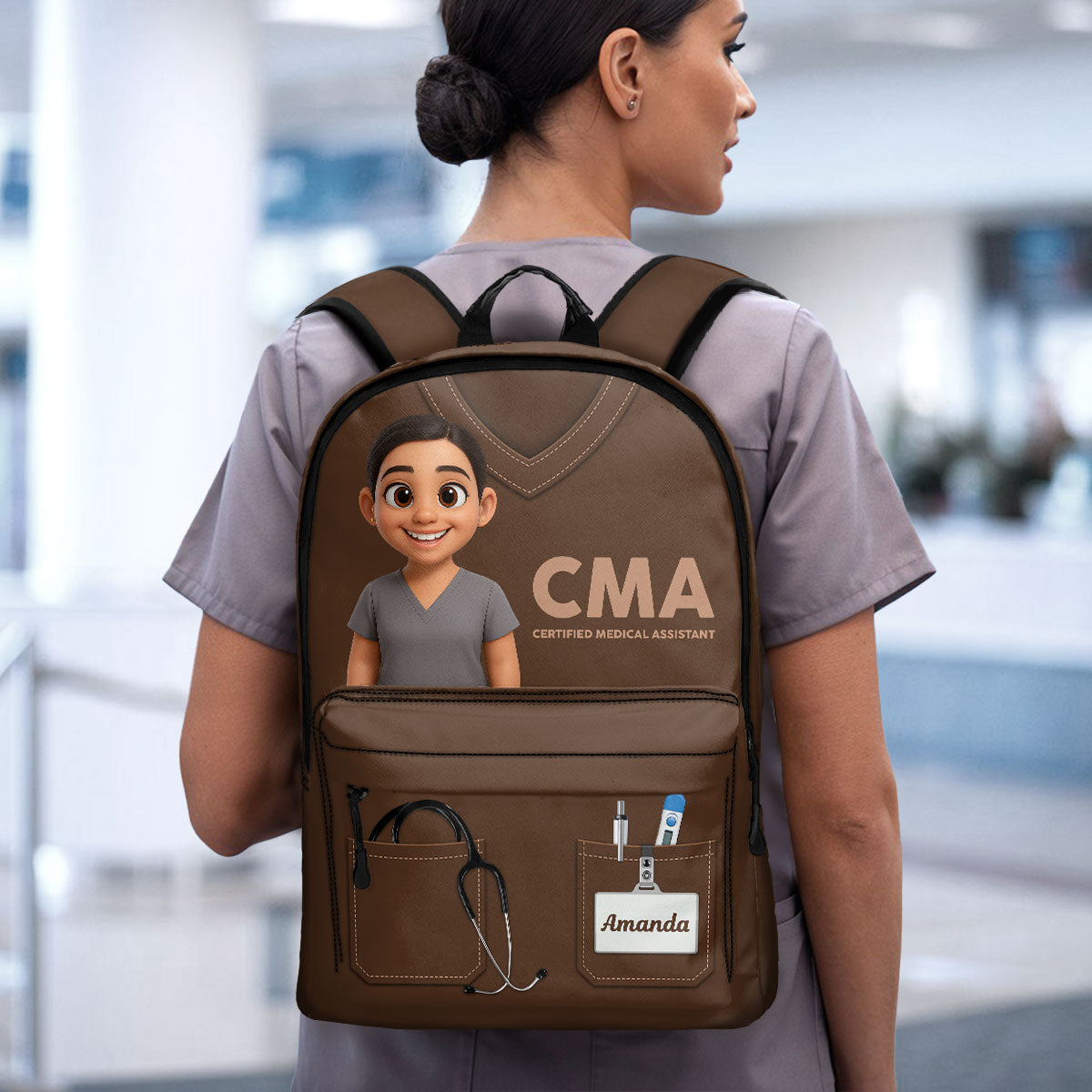Nurse Scrubs Life Cartoon - Personalized Backpack