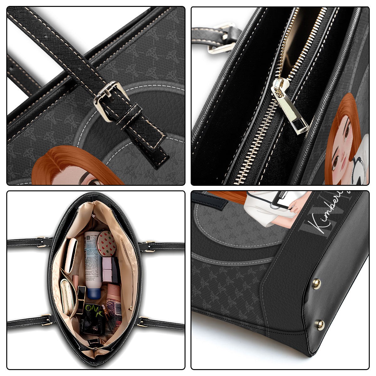 Heart And Mind - Personalized Custom Nurse Leather Tote Bag
