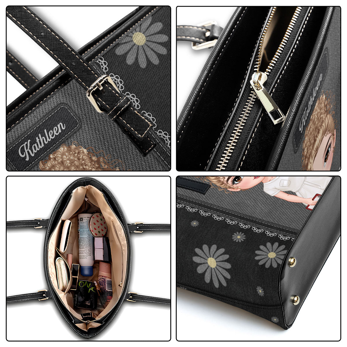 Daisy Nurse - Personalized Custom Nurse Leather Tote Bag