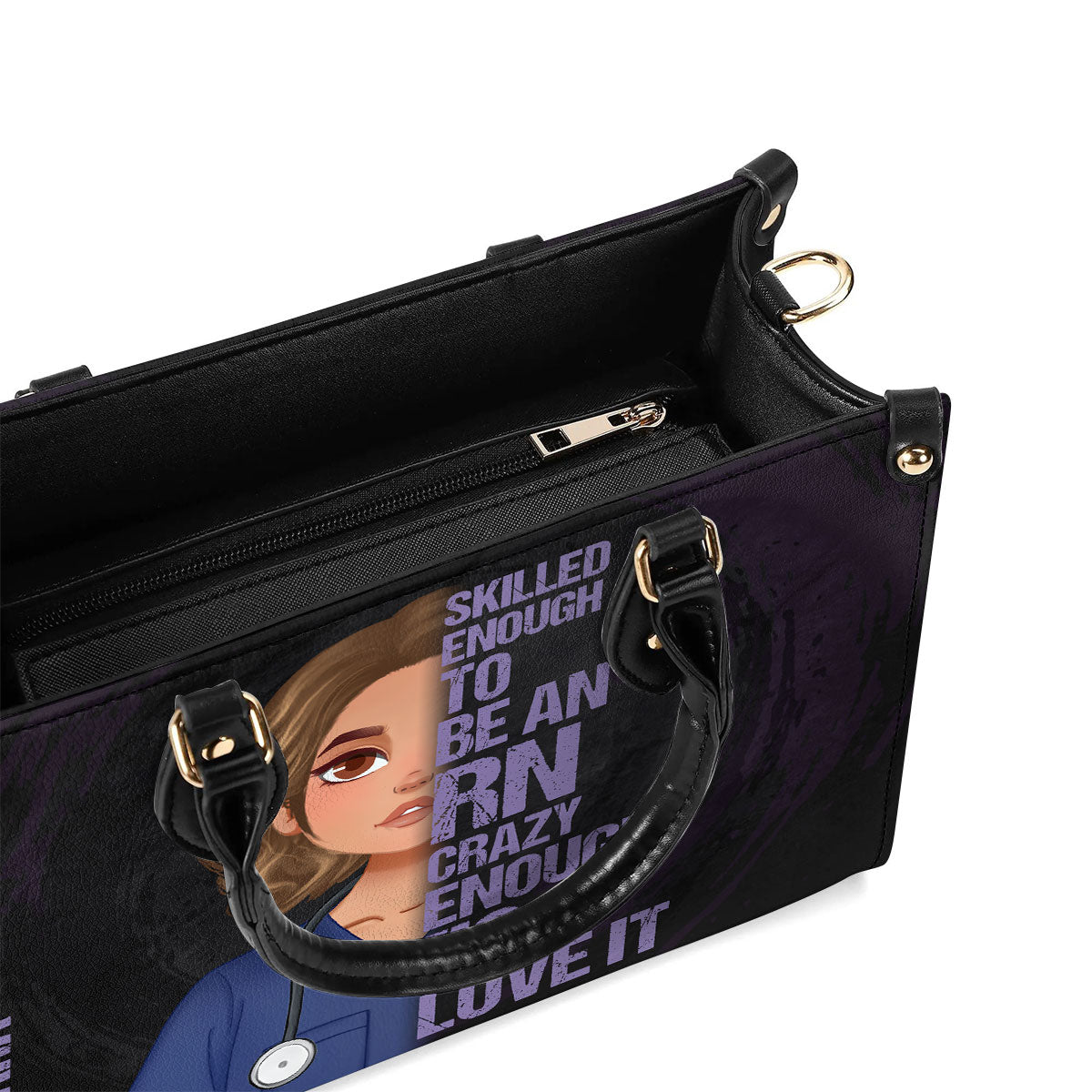 Skilled Nurse Comic - Personalized Custom Leather Handbag