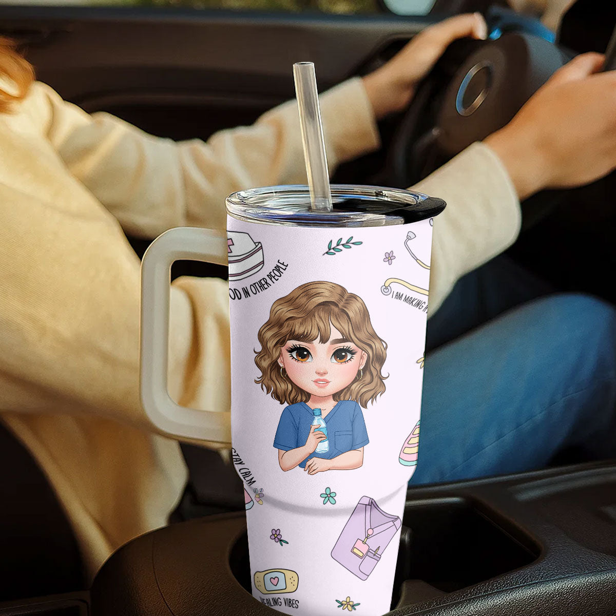Nurse Life - Personalized Nurse 40oz Tumbler With Handle