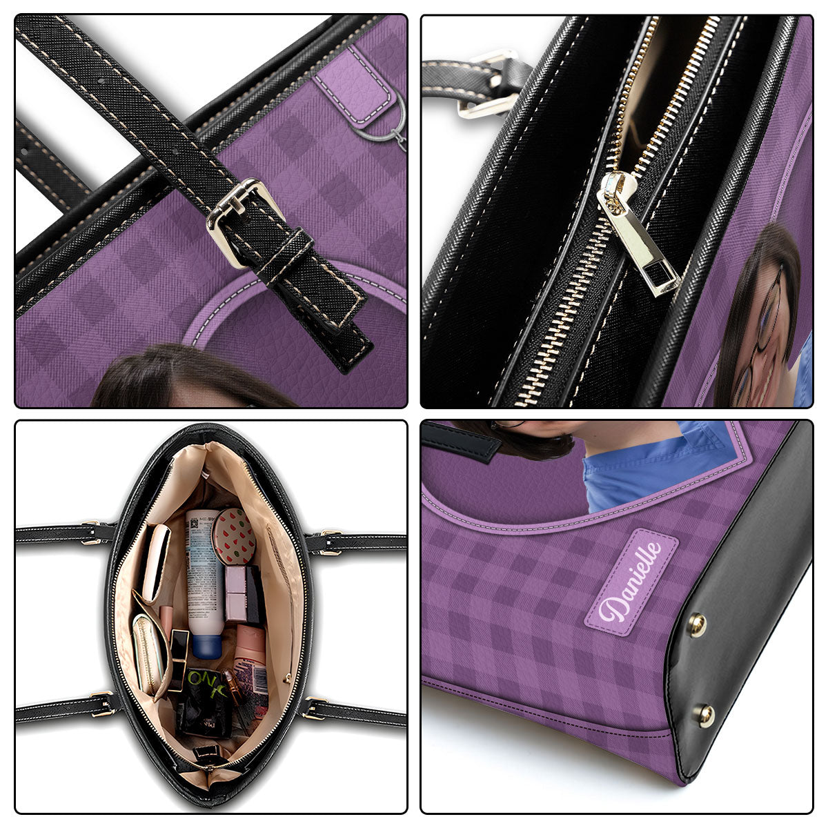 Daily Nurse Style Photo - Personalized Custom Nurse Leather Tote Bag