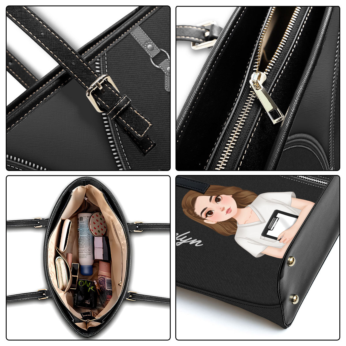 Nurse Modern Style - Personalized Custom Nurse Leather Tote Bag