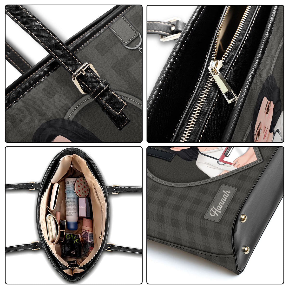 Daily Nurse Style - Personalized Custom Nurse Leather Tote Bag
