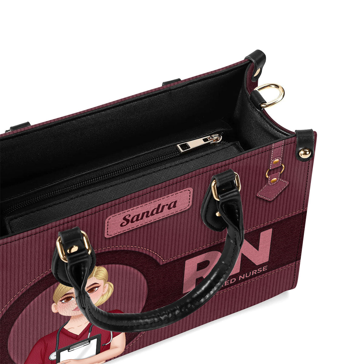 Denim Corduroy Nurse - Personalized Custom Leather Handbag